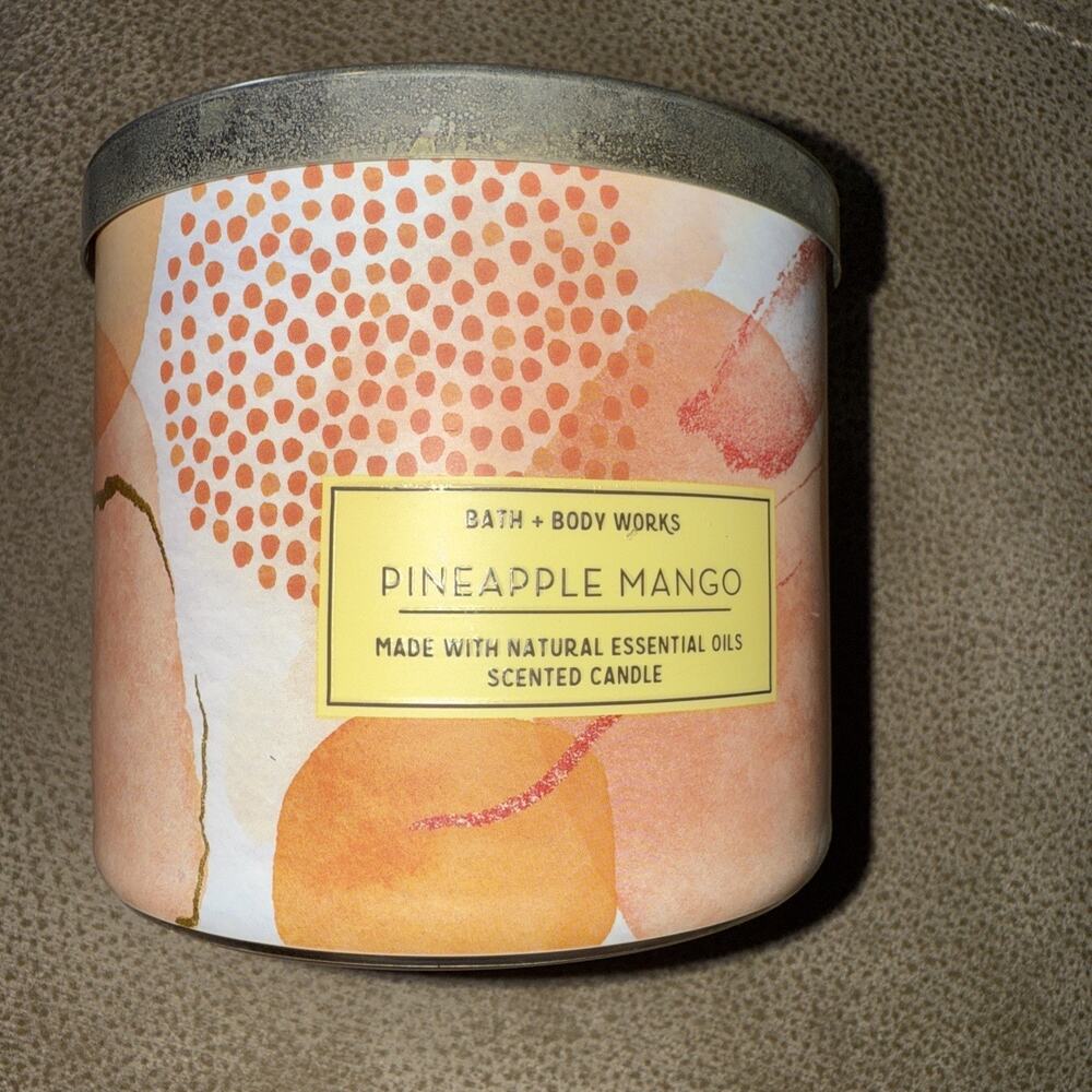 NEW Bath And Body Works Pineapple Mango 3-Wick‎ Candle 25-45 hours 14.5 oz BBW